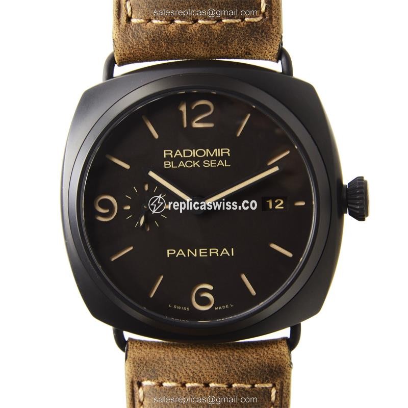 Panerai PAM00505 RADIOMIR - Automatic - Ceramic - Brown Dial - Brown Cowhide - Sapphire Crystal - Buckle - Luxury Replica RADIOMIR Watch