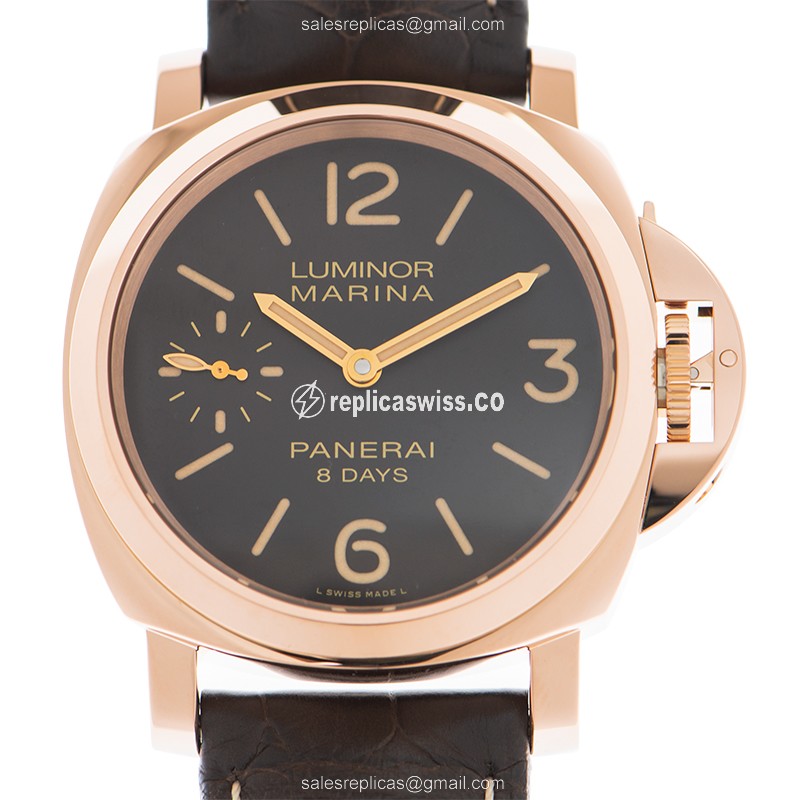 Panerai PAM00511 LUMINOR Replica - Manual - 18kt Gold - Brown Dial - Alligator Brown Strap
