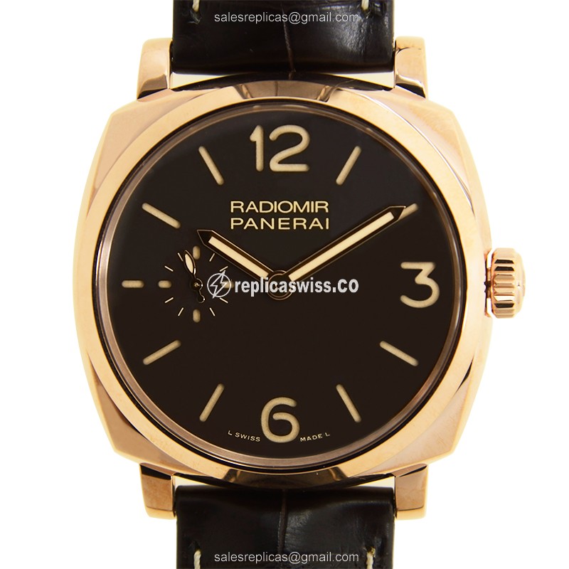 Panerai PAM00513 RADIOMIR - Manual Wind - 18kt Rose Gold - Brown Dial - Alligator Brown Buckle