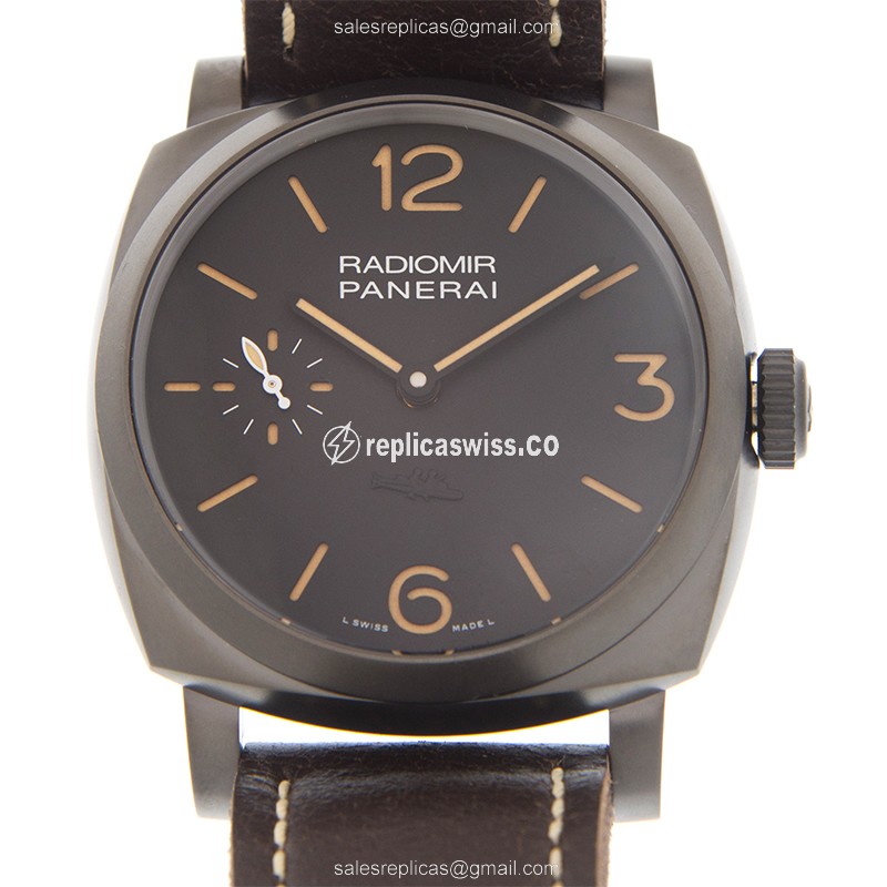 Panerai PAM00532 RADIOMIR Replica - Manual - Steel Case - Black Dial - Brown Leather Strap - Buckle Clasp - Luxury Replica RADIOMIR Watch