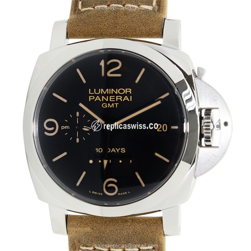 Panerai PAM00533 Replica - Automatic - Stainless Steel - Black Dial - Brown Cowhide - Buckle