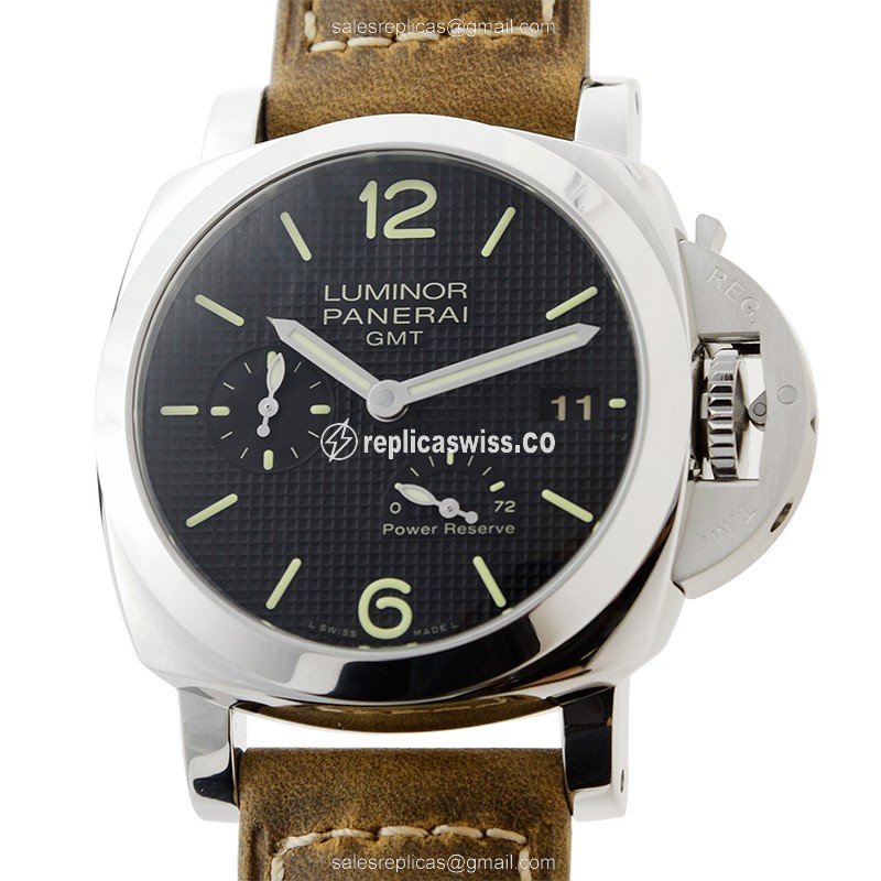 Panerai PAM00537 LUMINOR - Auto - Black Dial - Steel Case - Brown Cowhide - Buckle Clasp - Luxury Replica LUMINOR Watch