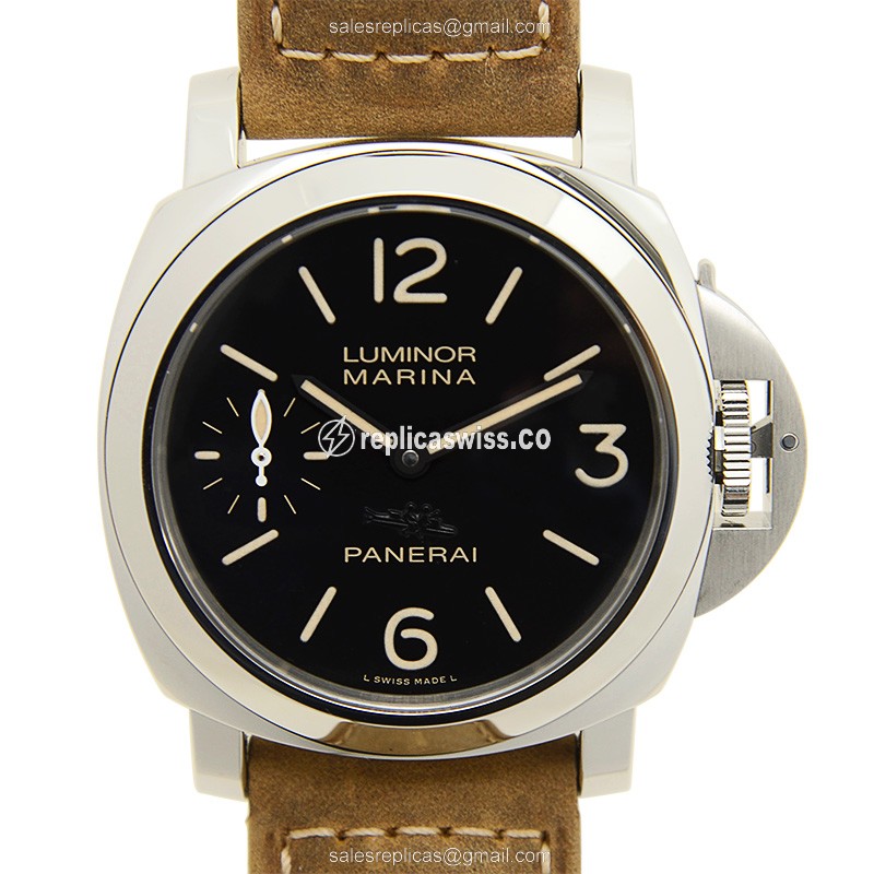 Panerai PAM00545 LUMINOR Replica - Manual - Stainless Steel - Black Dial - Brown Cowhide - Luxury Replica LUMINOR Watch
