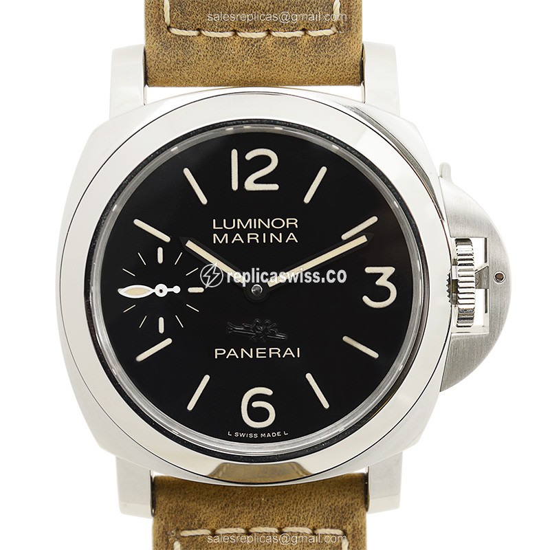 Panerai PAM00546 LUMINOR - Manual Wind - Stainless Steel Case - Black Dial - Brown Cowhide Strap - Sapphire Crystal - Luxury Replica LUMINOR Watch
