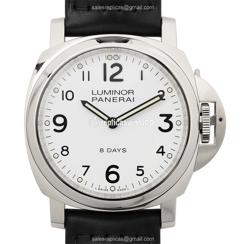 Panerai PAM00561 LUMINOR Manual Wind - White Dial - Steel Case - Black Cowhide Strap - Buckle Clasp
