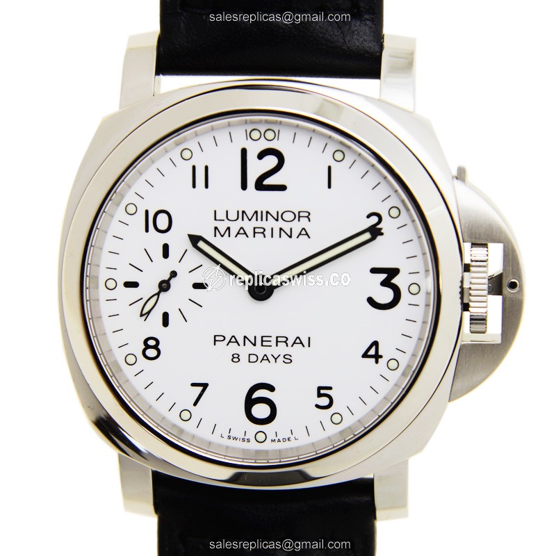 Panerai PAM00563 LUMINOR Manual - Steel Case - White Dial - Black Cowhide Strap