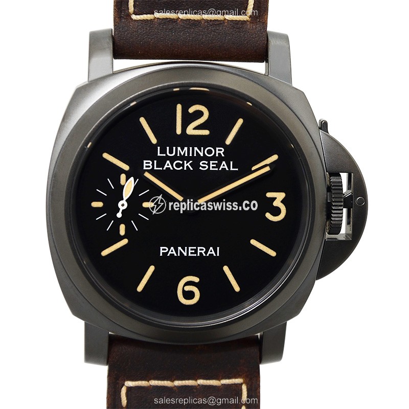 Panerai PAM00594 LUMINOR Manual - Steel Case - Black Dial - Brown Leather Strap