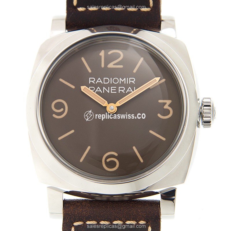 Panerai PAM00662 RADIOMIR Manual - Steel Case - Brown Dial - Brown Cowhide Strap - Buckle Clasp - Luxury Replica RADIOMIR Watch