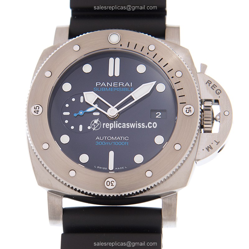 Panerai PAM00692 LUMINOR Replica - Automatic - Titanium Case - Blue Dial - Black Rubber Strap