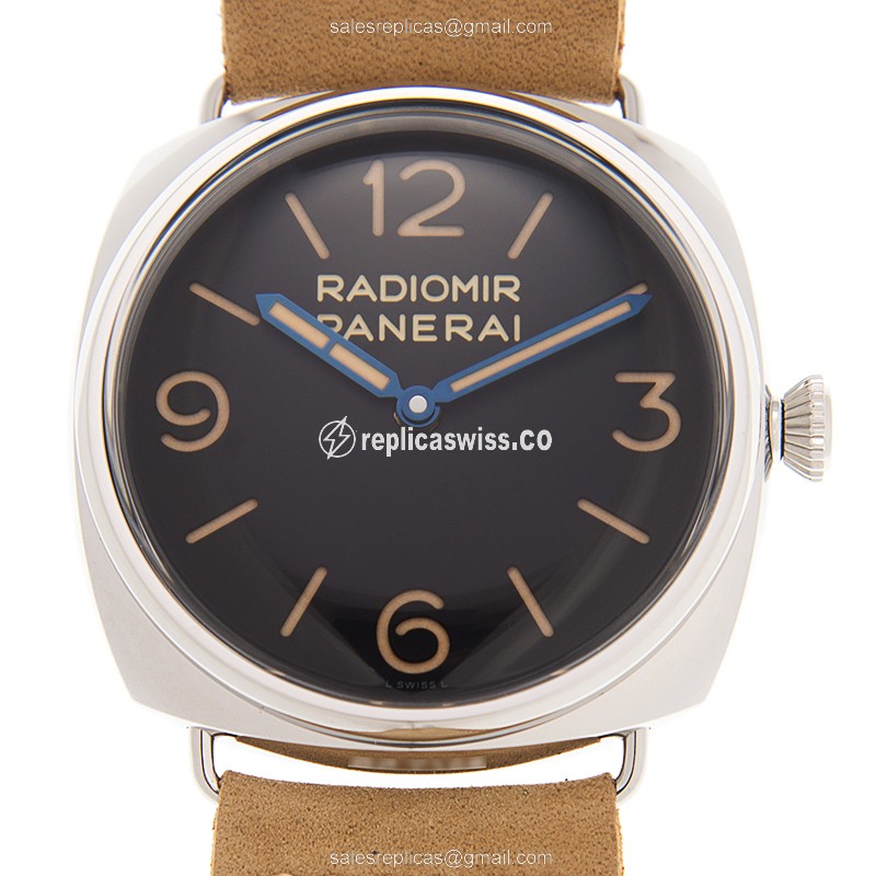 Panerai PAM00720 RADIOMIR - Manual - Steel Case - Black Dial - Brown Cowhide Strap - Buckle Clasp - Luxury Replica RADIOMIR Watch