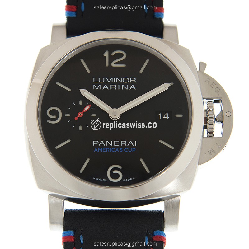 Panerai PAM00727 LUMINOR Replica - Automatic - Steel Case - Black Dial - Leather Strap - Buckle Clasp