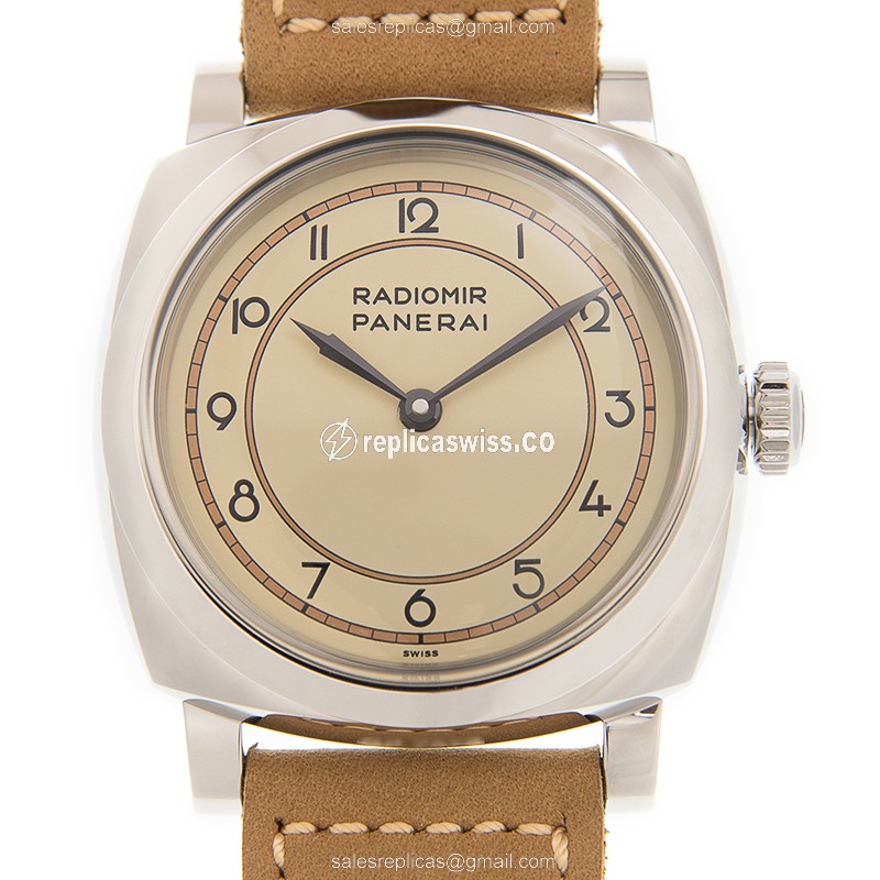 Panerai PAM00791 RADIOMIR Replica - Manual - Steel - White Dial - Brown Leather Strap - Buckle Clasp - Luxury Replica RADIOMIR Watch
