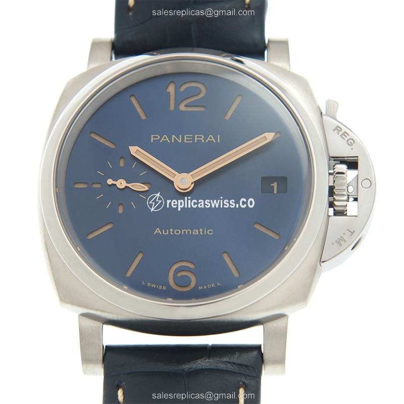Panerai PAM00926 LUMINOR DUE Replica - Automatic - Blue PVD Titanium - Leather Blue Strap