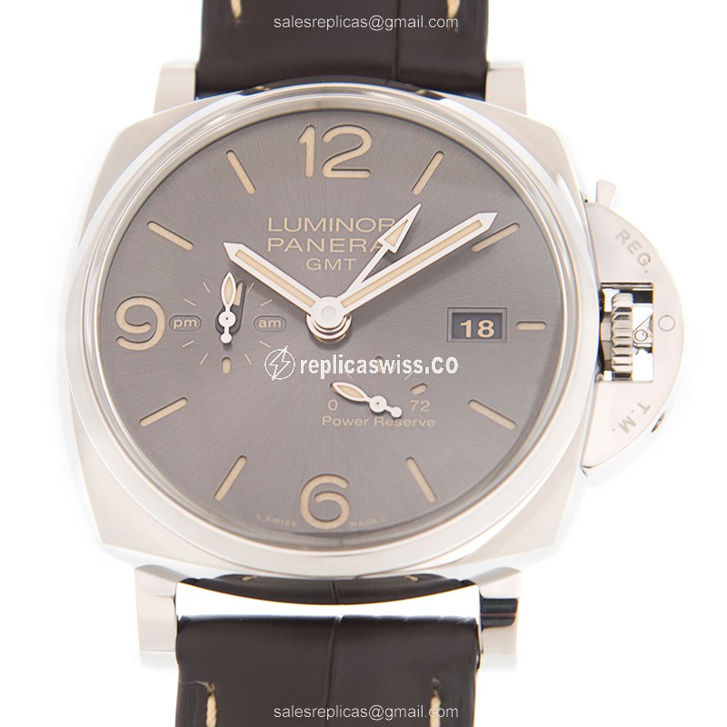 Panerai Luminor PAM00944 Replica - Automatic - Steel Case - Gray Dial - Brown Alligator Strap
