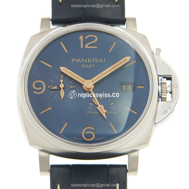 Panerai PAM00964 LUMINOR DUE Replica - Automatic - Steel Case - Blue Dial - Black Alligator Strap