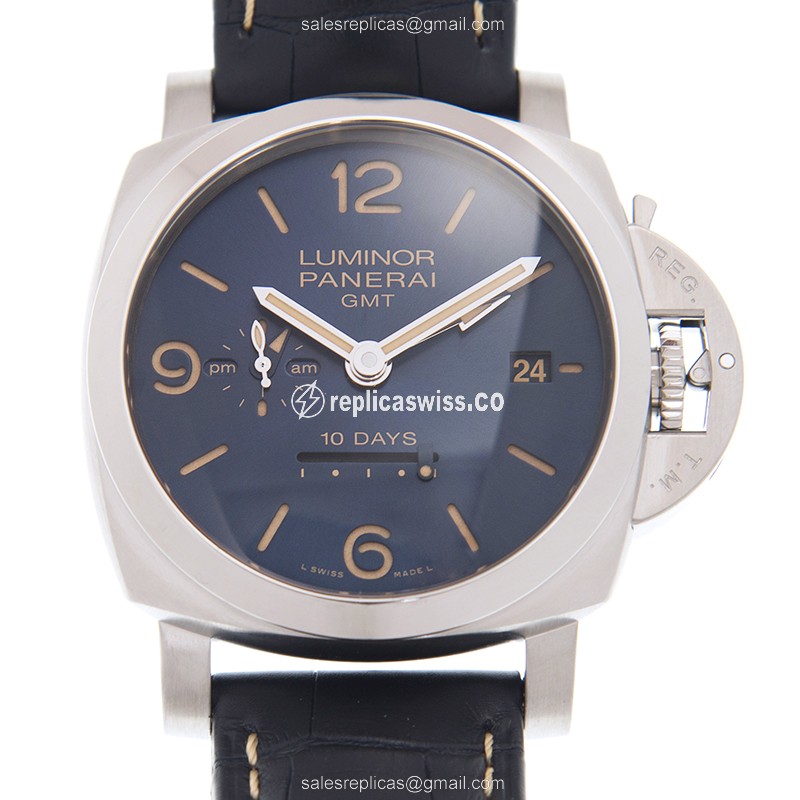 Panerai PAM00986 Replica - Automatic - Blue Dial - Steel Case - Blue Leather Strap