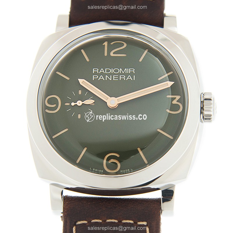 Panerai PAM00995 RADIOMIR - Automatic - Green Dial - Stainless Steel Case - Brown Leather Strap - Buckle Clasp