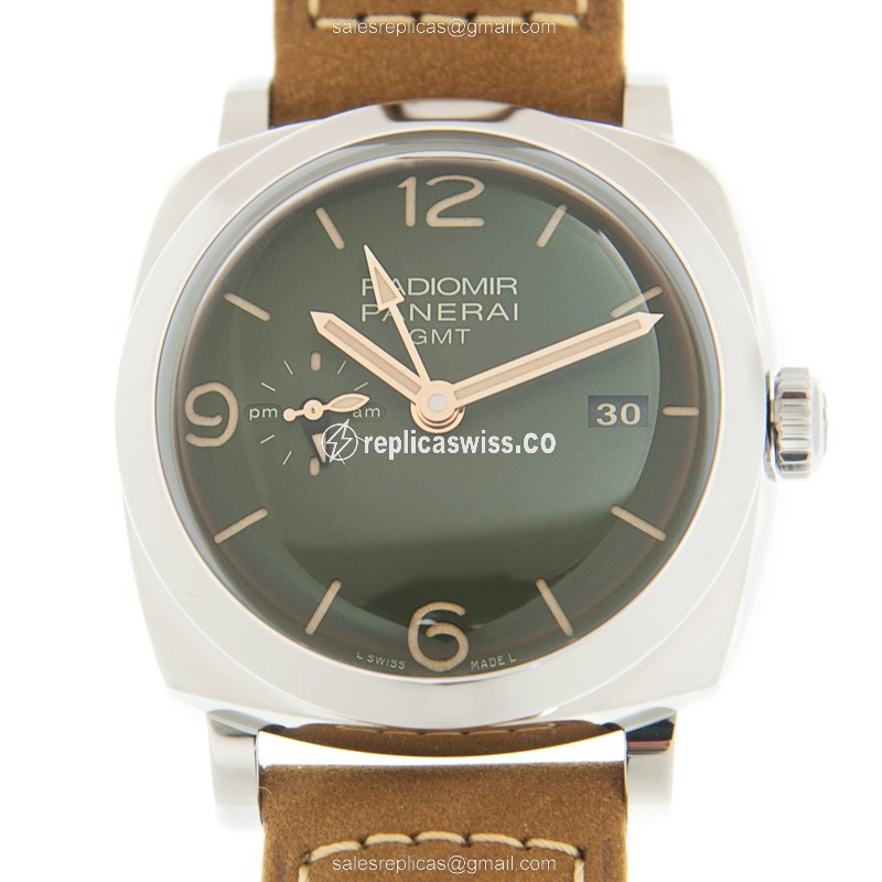 Panerai PAM00998 RADIOMIR Replica - Automatic - Green Dial - Stainless Steel Case - Brown Leather Strap - Buckle Clasp - Luxury Replica RADIOMIR Watch