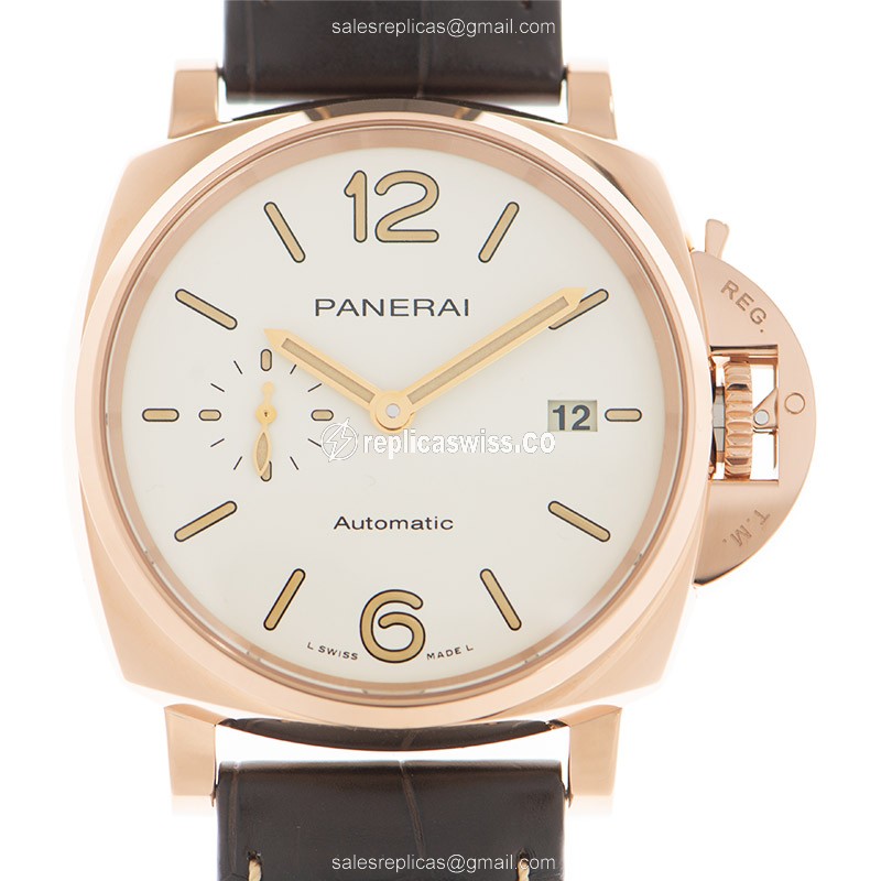 Panerai PAM01042 Replica - LUMINOR DUE - Automatic - 18kt Rose Gold - White Dial