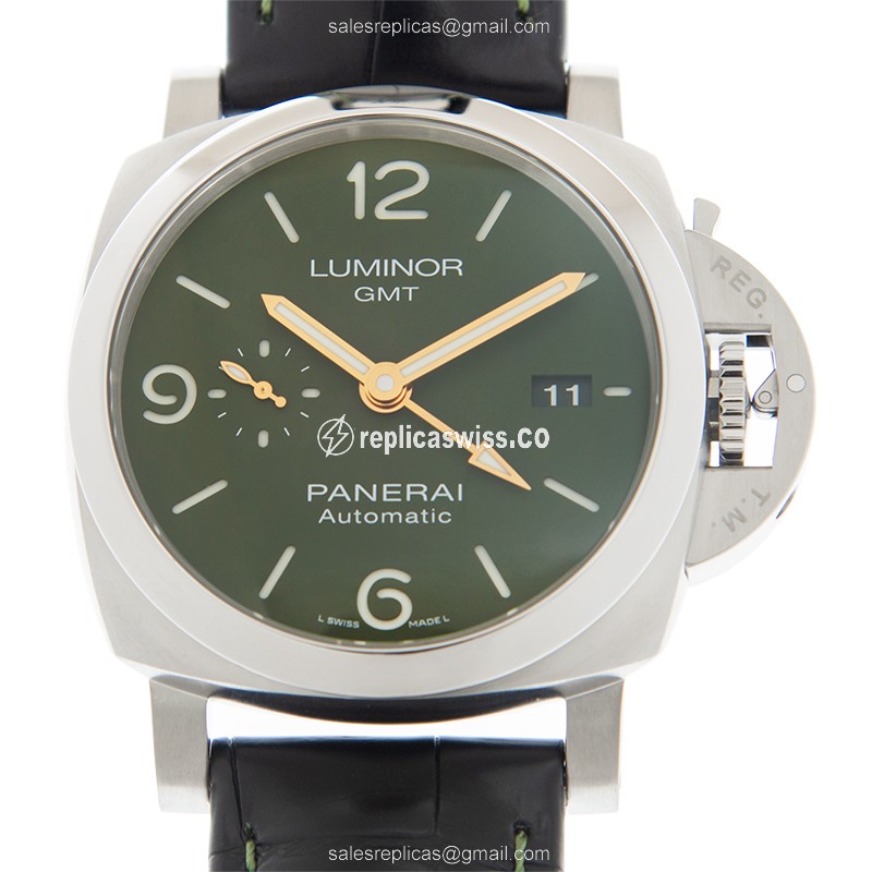 Panerai PAM01056 Replica - Automatic - Steel Case - Green Dial - Black Alligator Strap