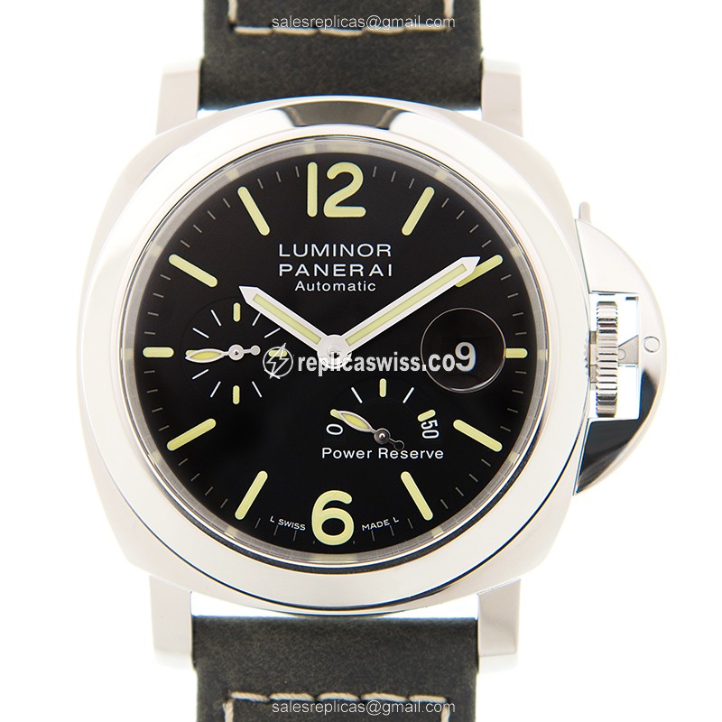 Panerai PAM01090 LUMINOR Replica - Automatic - Steel Case - Black Dial - Black Cowhide Strap