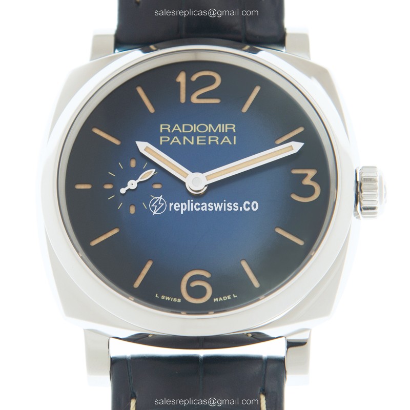 Panerai PAM01144 RADIOMIR Replica - Manual - Steel Case - Blue Dial - Leather Strap - Blue Buckle