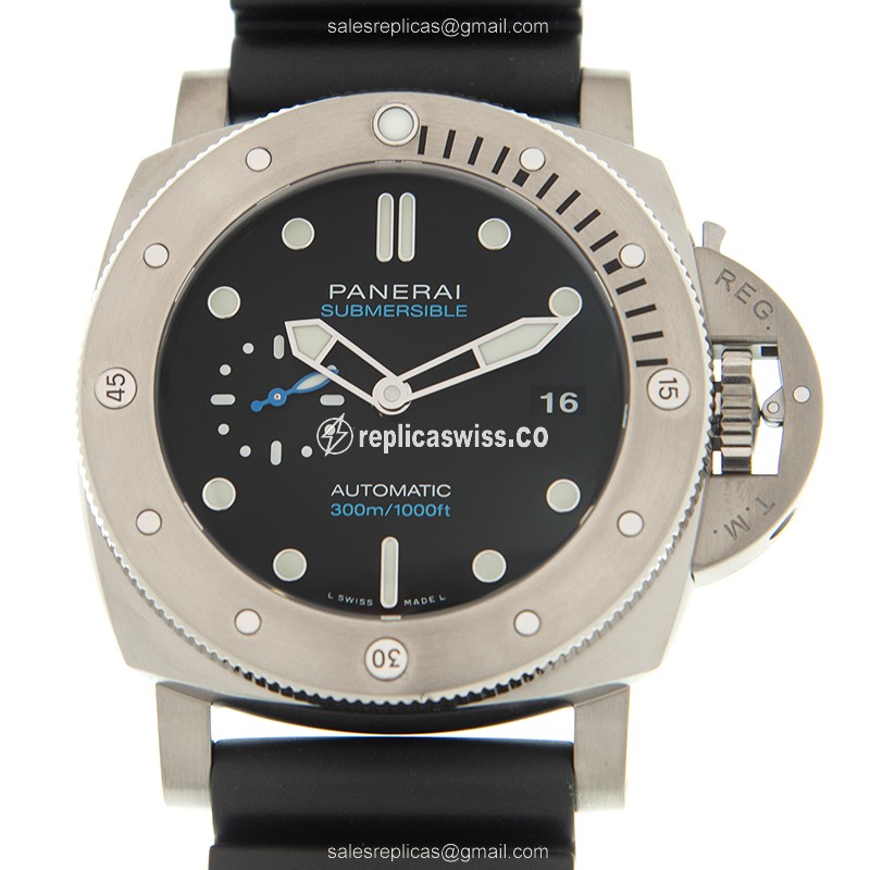 Panerai PAM01305 Replica - Luminor Automatic - Titanium Case - Black Dial - Black Rubber Strap