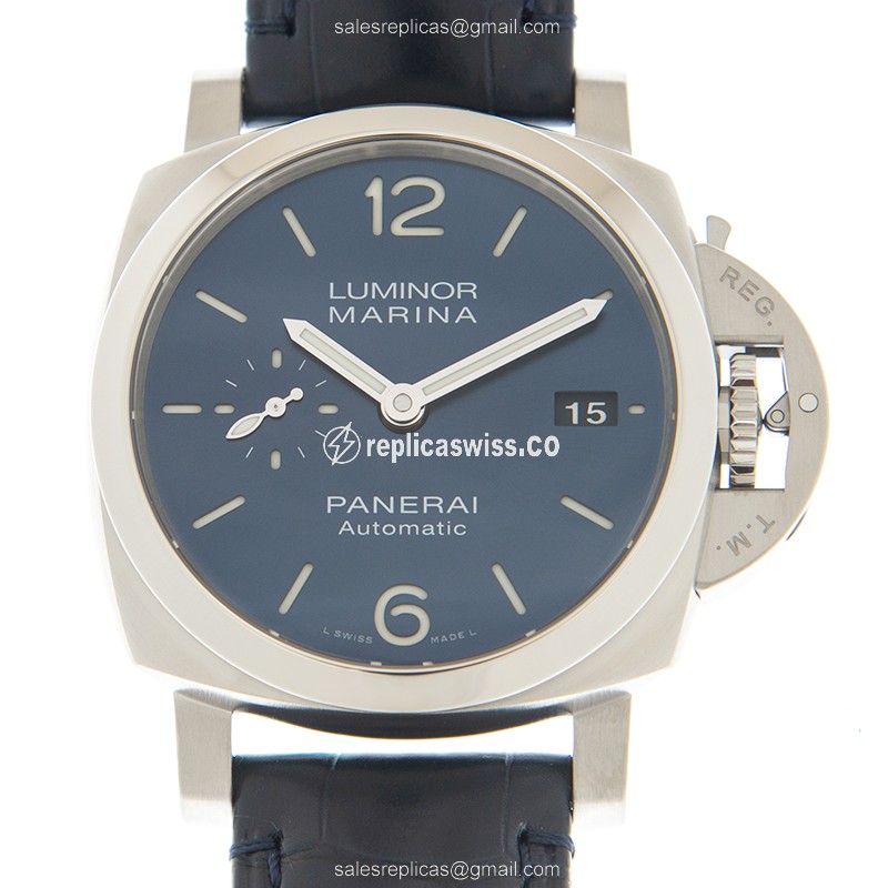 Panerai PAM01393 LUMINOR MARINA Replica - Automatic - Blue Steel - Blue Alligator Buckle