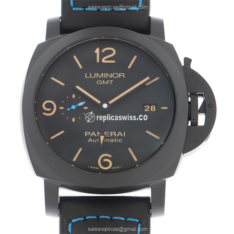 Panerai PAM01441 Replica - Automatic - Ceramic Case - Black Dial - Leather Strap - Buckle Clasp