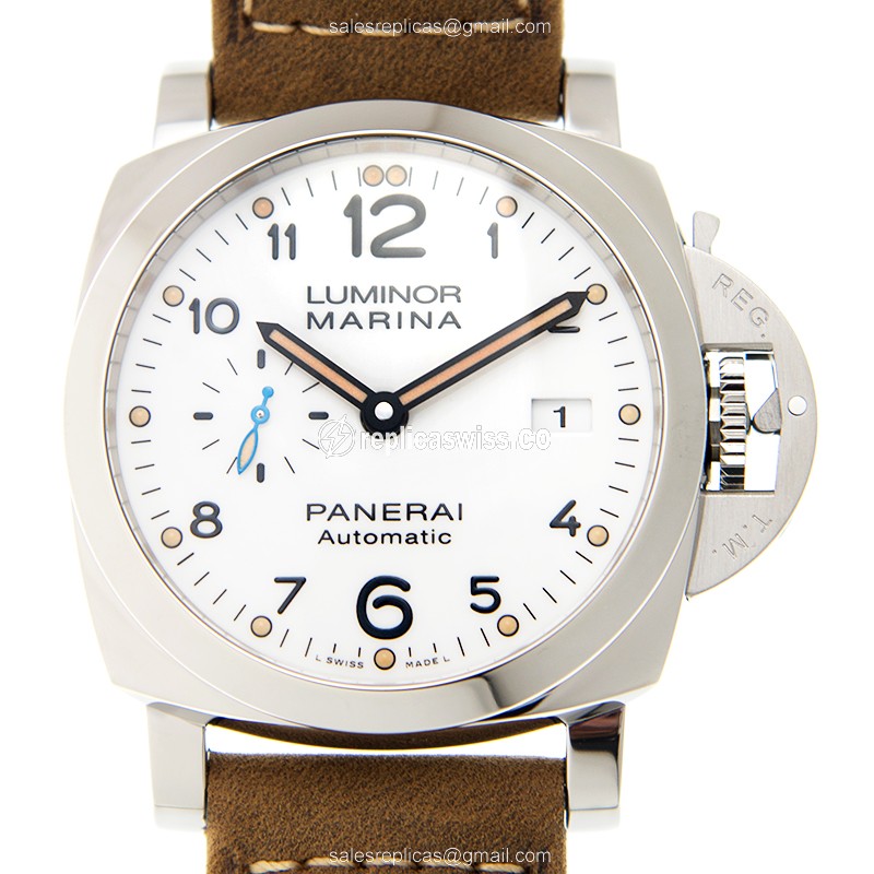 Panerai PAM01499 Replica - Automatic - Steel - White Dial - Brown Cowhide Buckle