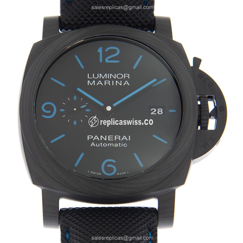 Panerai PAM01661 Replica - Luminor Marina - Automatic - Carbon Fiber Case - Black Dial - Canvas Strap - Buckle Clasp - Luxury Replica LUMINOR MARINA Watch