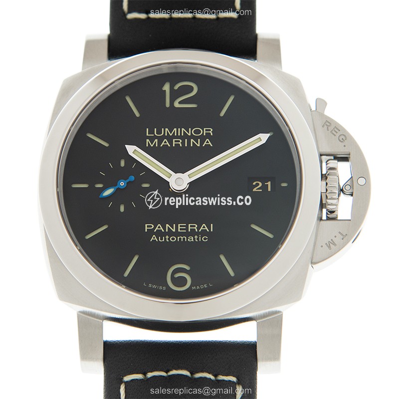 Panerai PAM02392 Replica - Luminor Marina - Manual Wind - Stainless Steel - Black Dial - Leather Strap - Luxury Replica LUMINOR MARINA Watch