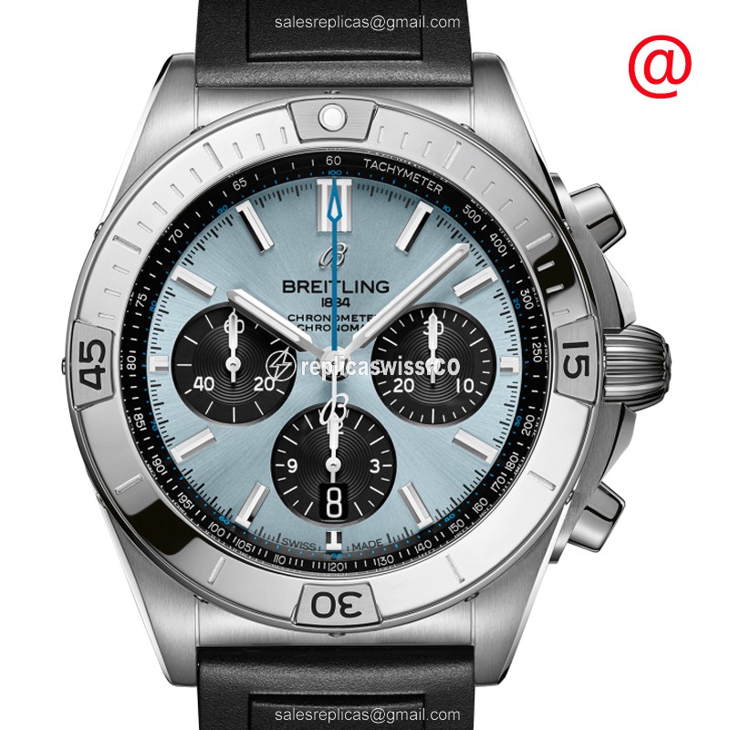 Breitling Chronomat B01 Replica - Automatic - Steel Case - Blue Dial - Black Rubber Strap - Luxury Replica CHRONOMAT B01 Watch