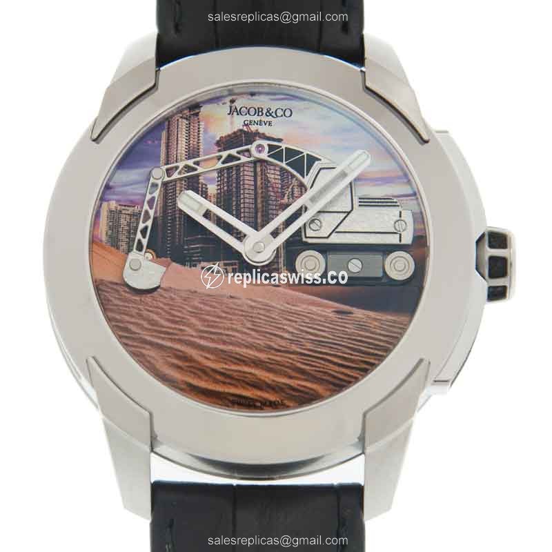 Jacob & Co PIONEER Replica - Automatic Titanium - Brown Dial - Black Alligator Strap