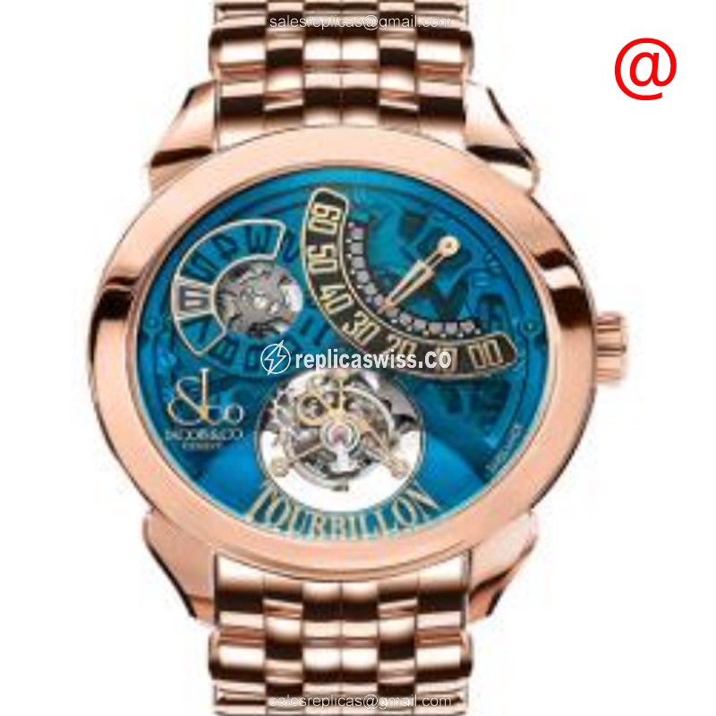Jacob & Co PT510.40.NS.MB.A40AA Replica - Automatic - 18kt Rose Gold Case - Blue Dial - Gold Strap - Luxury Replica PALATIAL Watch