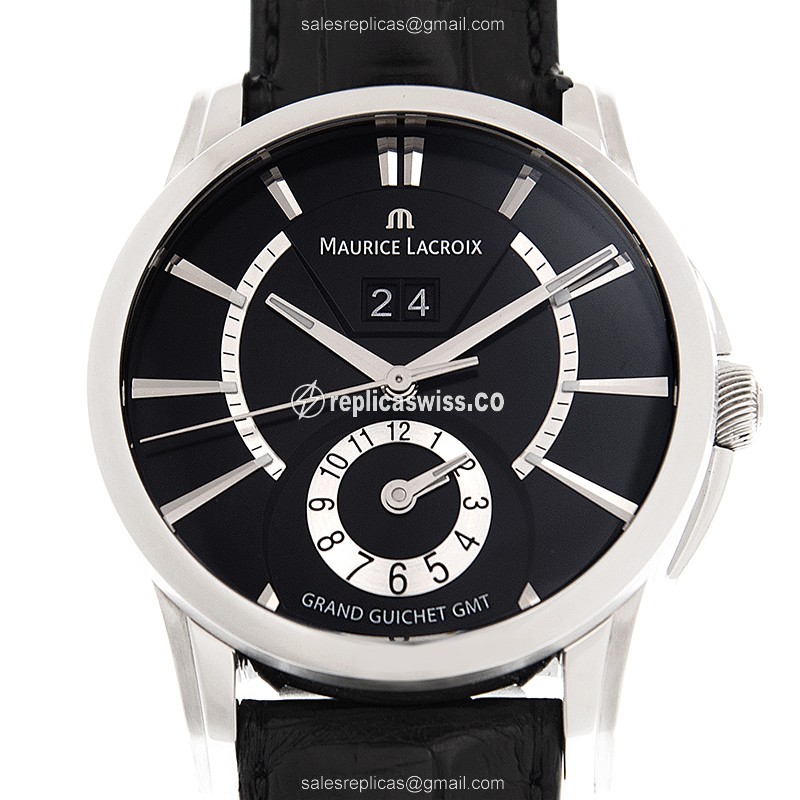 Maurice Lacroix PT6208-SS001-330 PONTOS Replica - Automatic - Black Dial - Steel Case - Alligator Black Strap