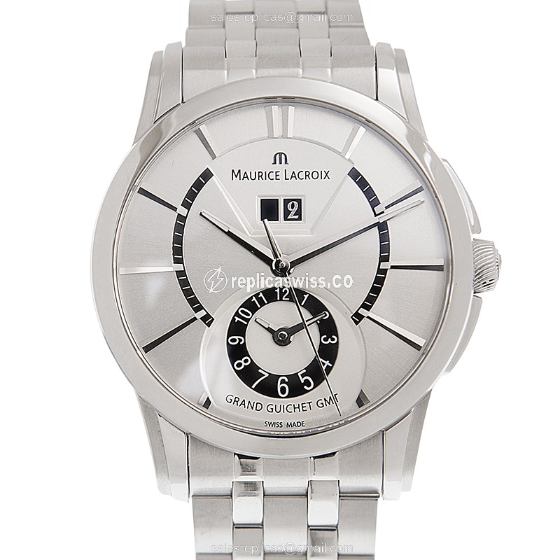 Maurice Lacroix PT6238-SS002-130 PONTOS Replica - Automatic - Steel Case - Silver Dial - Steel Strap - Luxury Replica PONTOS Watch