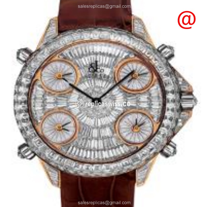 Jacob & Co PZ500.40.BD.BD.AFL4A Quartz - 18kt Rose Gold Case - Silver Dial - Brown Alligator Strap - Luxury Jacob & Co Watch