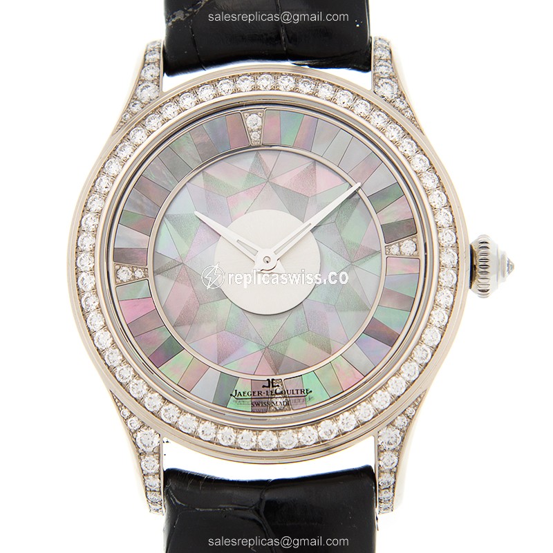 Jaeger-Lecoultre Q12034S9 Replica - Automatic - 18kt White Gold - Diamond - Black Dial - Alligator Black - Luxury Jaeger-Lecoultre Replica Watch