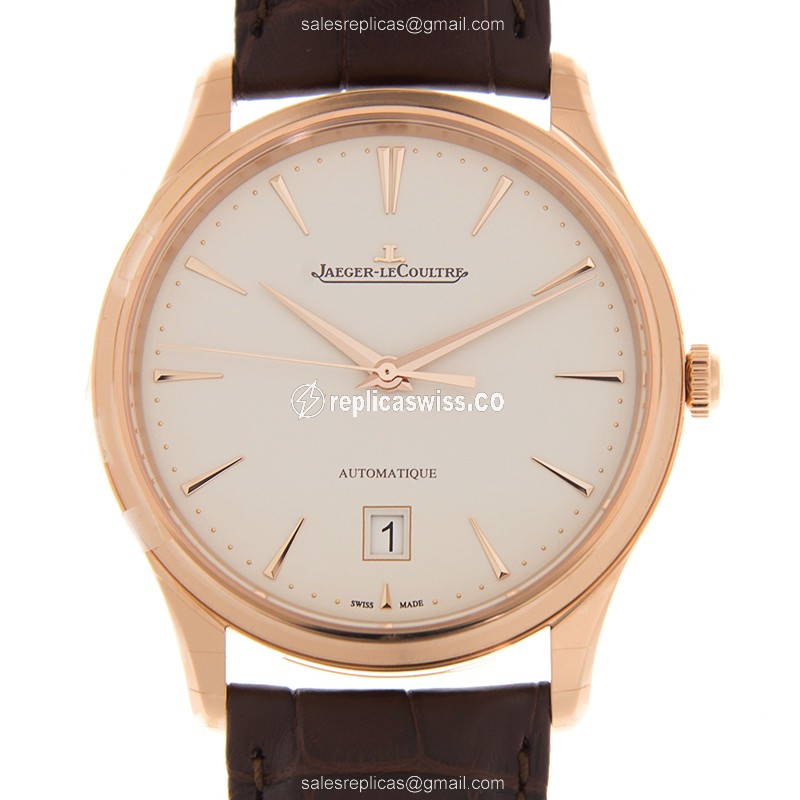 Jaeger-Lecoultre Q1232510 Replica - Ultra Thin - Automatic - 18kt Rose Gold - Brown Leather Strap