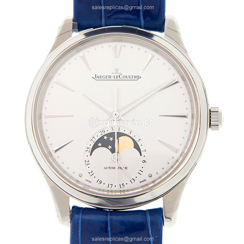 Jaeger-Lecoultre Q1258420 Master Ultra Thin Replica - Automatic - Steel Case - Silver Dial - Blue Leather Strap