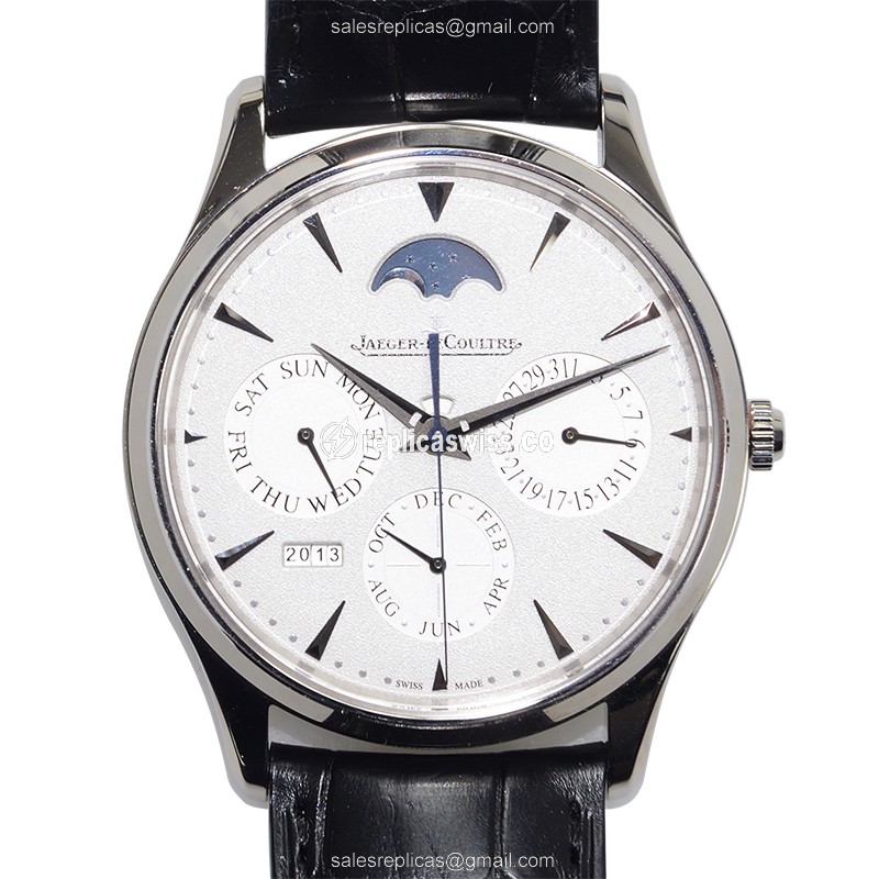 Jaeger-Lecoultre Q1303520 Replica - Ultra Thin - Automatic - 18kt White Gold - Silver Dial - Black Alligator Strap