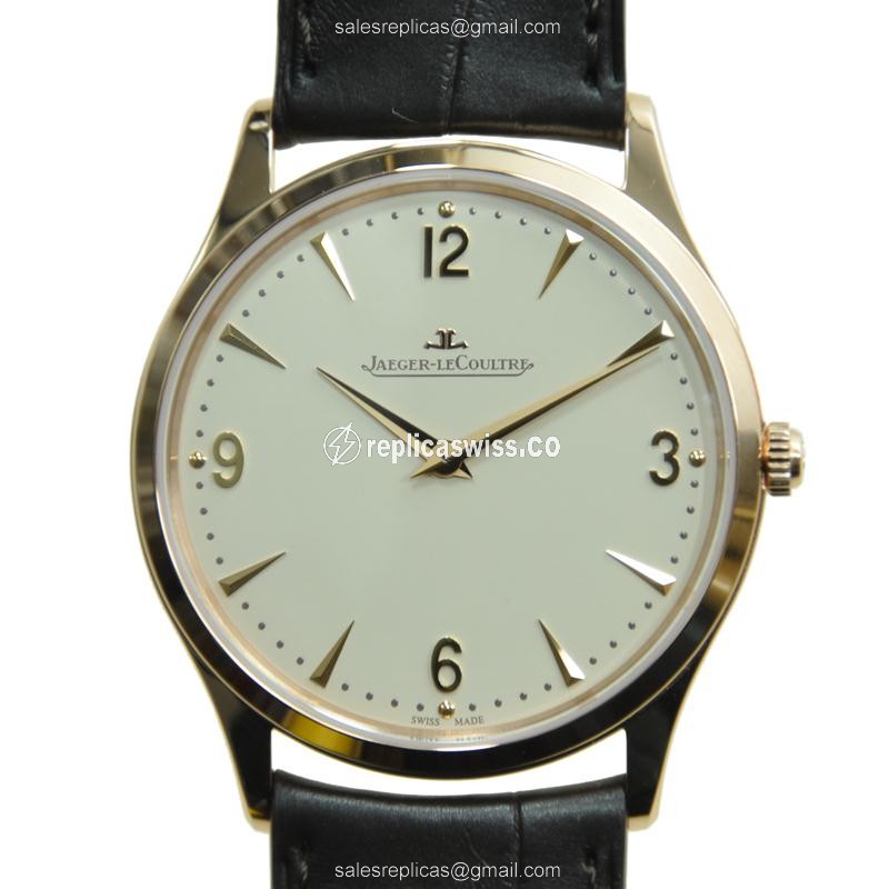 Jaeger-Lecoultre Q1342520 Replica - Manual - 18kt Rose Gold - Beige Dial - Black Alligator Strap