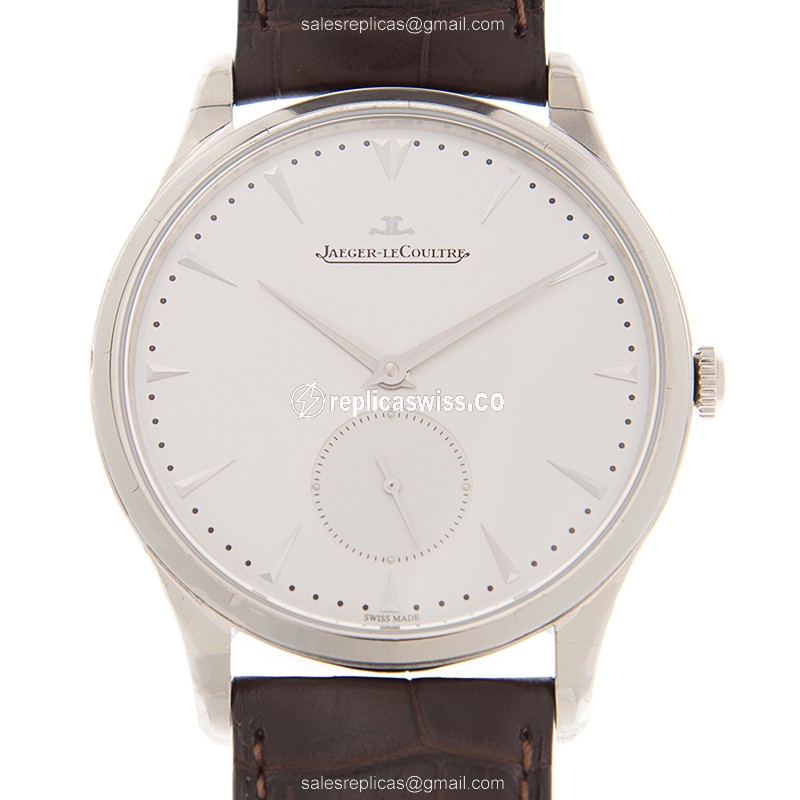 Jaeger-Lecoultre Q1358420 Replica - Ultra Thin - Automatic - Silver Dial - Brown Alligator Strap