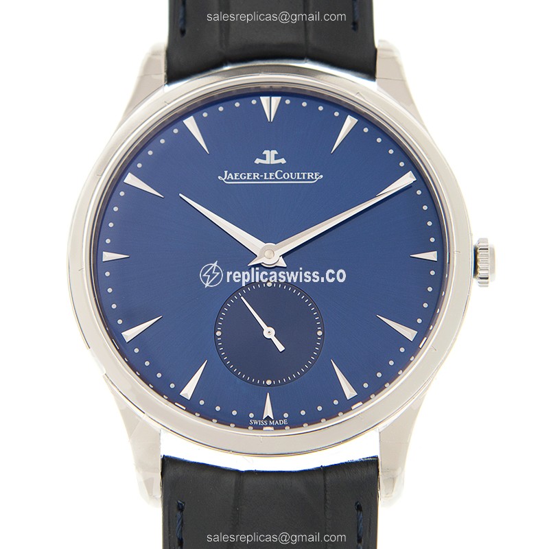 Jaeger-Lecoultre Q1358480 Replica - Ultra Thin - Automatic - Blue Steel - Blue Leather Strap