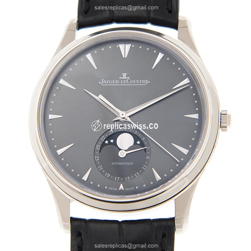 Jaeger-Lecoultre Q1363540 Replica - Ultra Thin - Automatic - 18kt Gold - Gray Dial - Black Alligator Strap