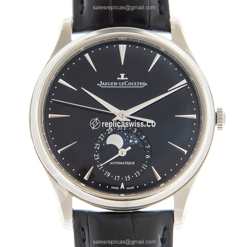 Jaeger-Lecoultre Q1368471 Replica - Ultra Thin - Automatic - Steel Case - Black Dial - Leather Strap