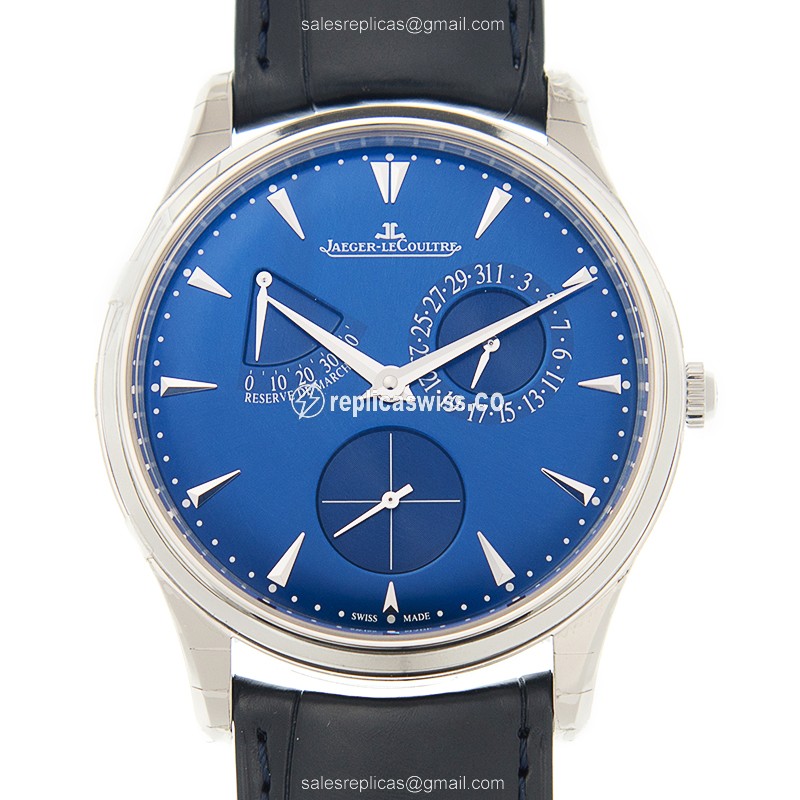Jaeger-Lecoultre Q1378480 Replica - Ultra Thin - Automatic - Steel Case - Blue Dial - Blue Alligator Strap