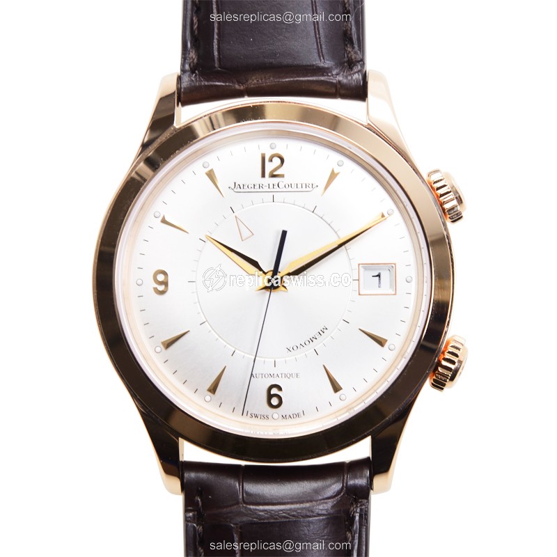 Jaeger-Lecoultre Q1412530 Replica - Ultra Thin - Automatic - 18kt Rose Gold - Silver Dial - Brown Alligator Buckle