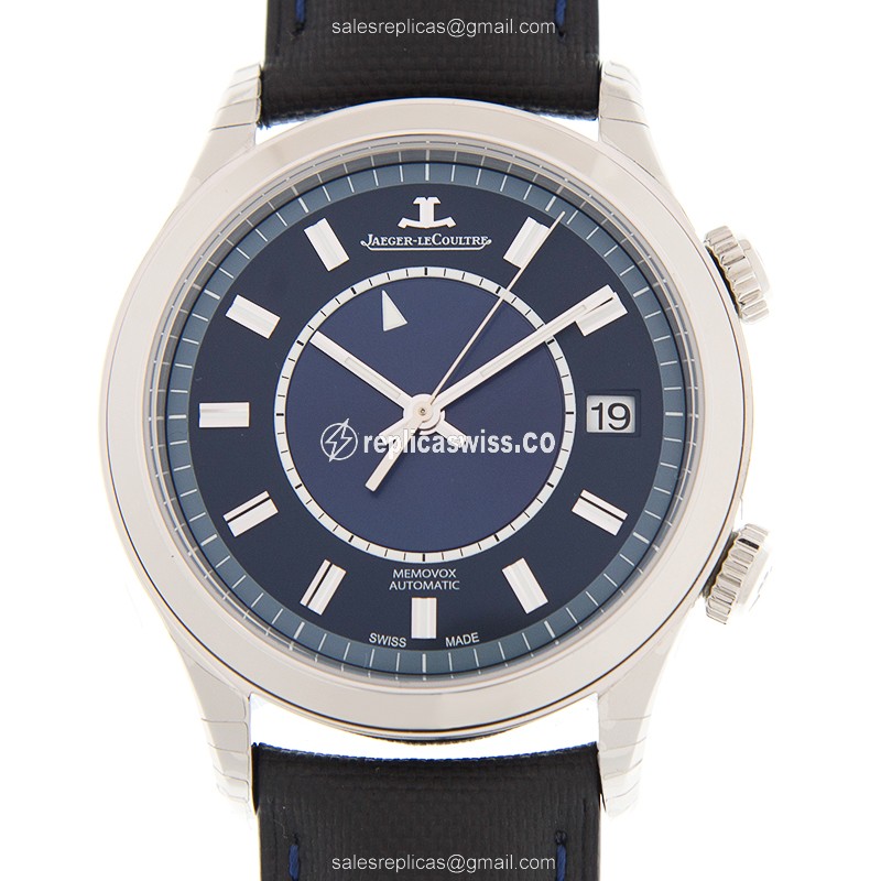 Jaeger-Lecoultre Q141848J Replica - Ultra Thin - Automatic - Blue Steel Case - Leather Blue Strap